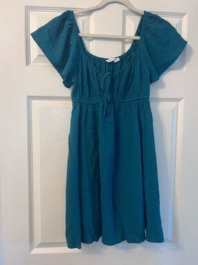 Teal Cotton Gauze Dress